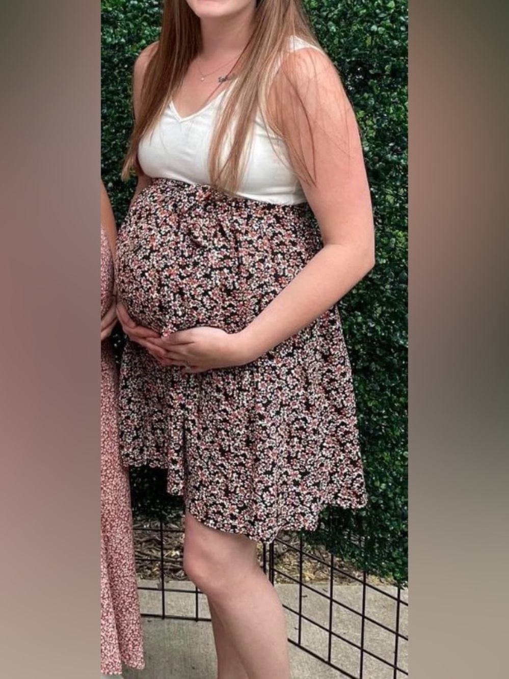 Floral Maternity Skirt — Pink & Black